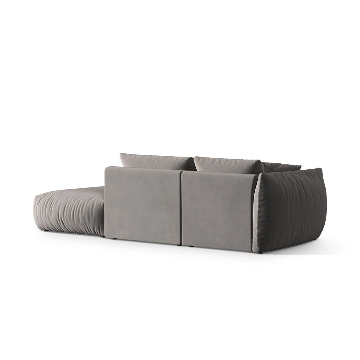 Chris 3-Sitzer Sofa, Rechts, mit Poufmodul, in Leinenoptik aus Samt (CasSto) in Grau, 315x100 cm – Bild 5