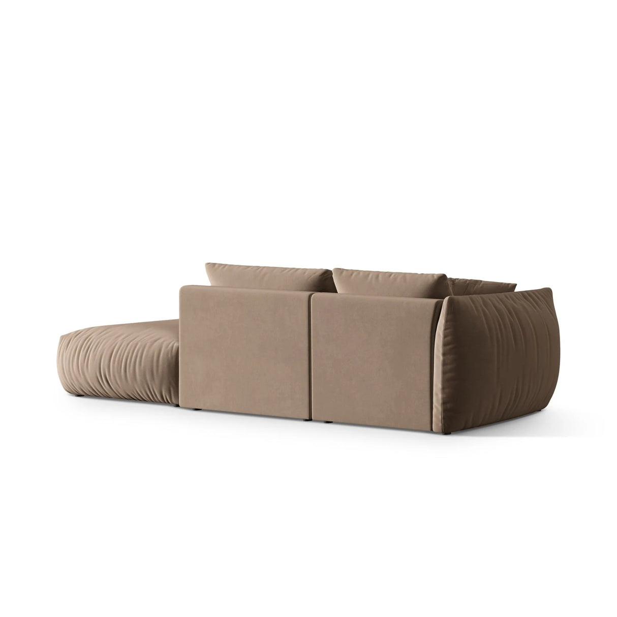 Chris 3-Sitzer Sofa, Rechts, mit Poufmodul, in Leinenoptik aus Samt (CasTau) in Light Brown, 315x100 cm – Bild 5