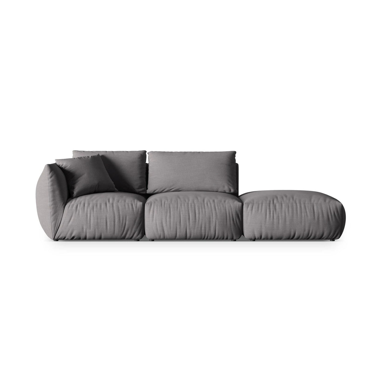 Chris 3-Sitzer Sofa, Rechts, mit Poufmodul, in Leinenoptik aus Strukturierter Stoff (LIN32) in Sand, 315x100 cm – Bild 1