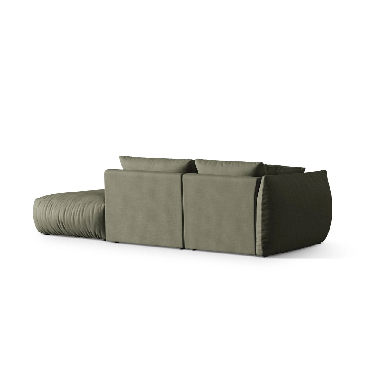 Chris 3-Sitzer Sofa, Rechts, mit Poufmodul, in Leinenoptik aus Strukturierter Stoff (LIN81) in Muted Blue, 315x100 cm – Bild 5