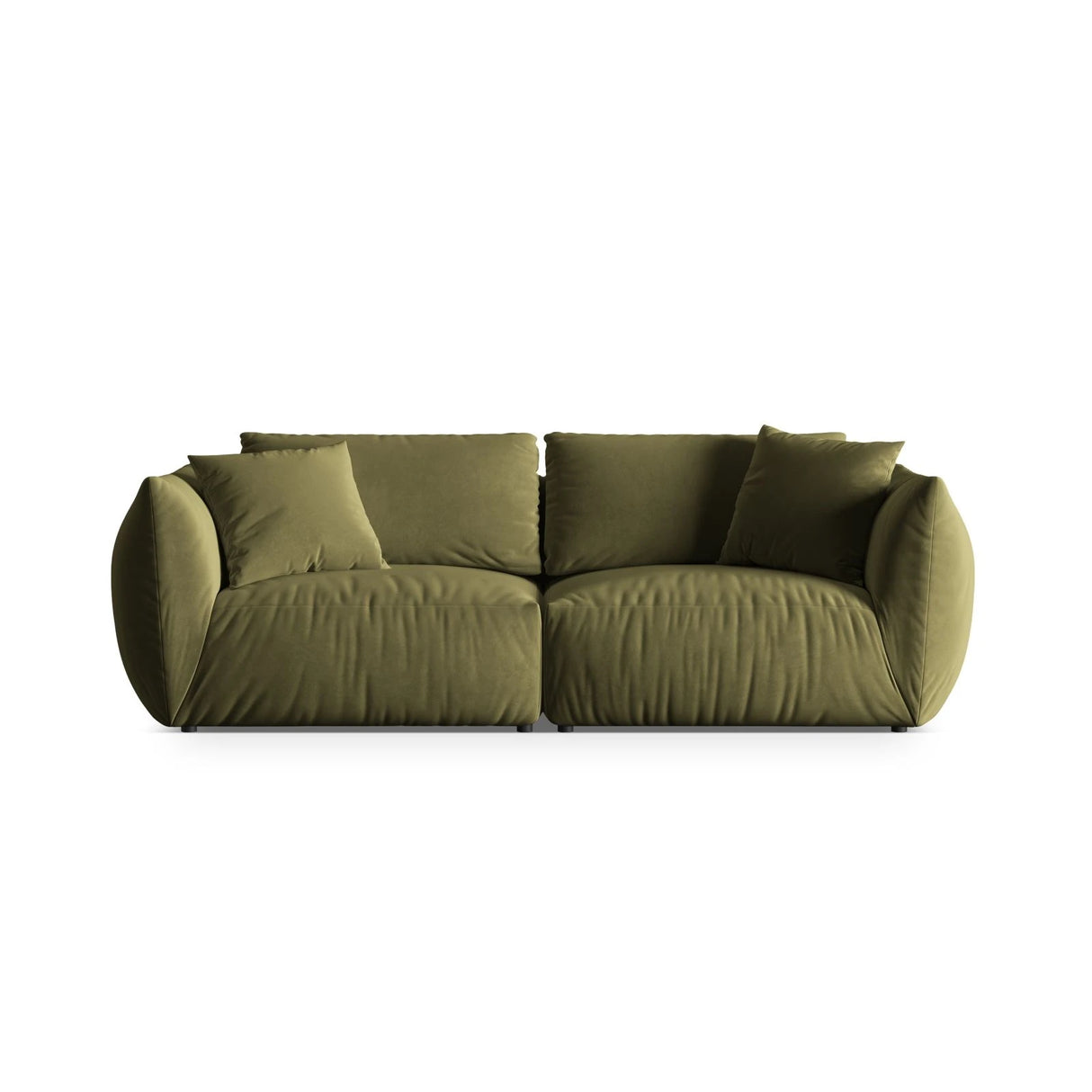 Chris 4-Sitzer Sofa in Leinenoptik aus Samt (CasFor) in Light Green, 260x100 cm – Bild 1