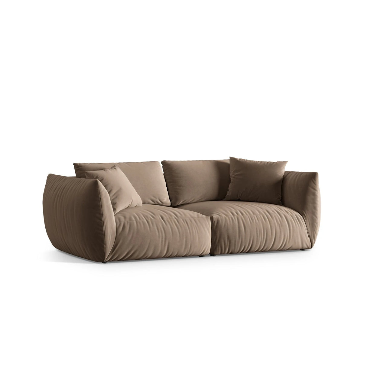 Chris 4-Sitzer Sofa in Leinenoptik aus Samt (CasTau) in Light Brown, 260x100 cm – Bild 3