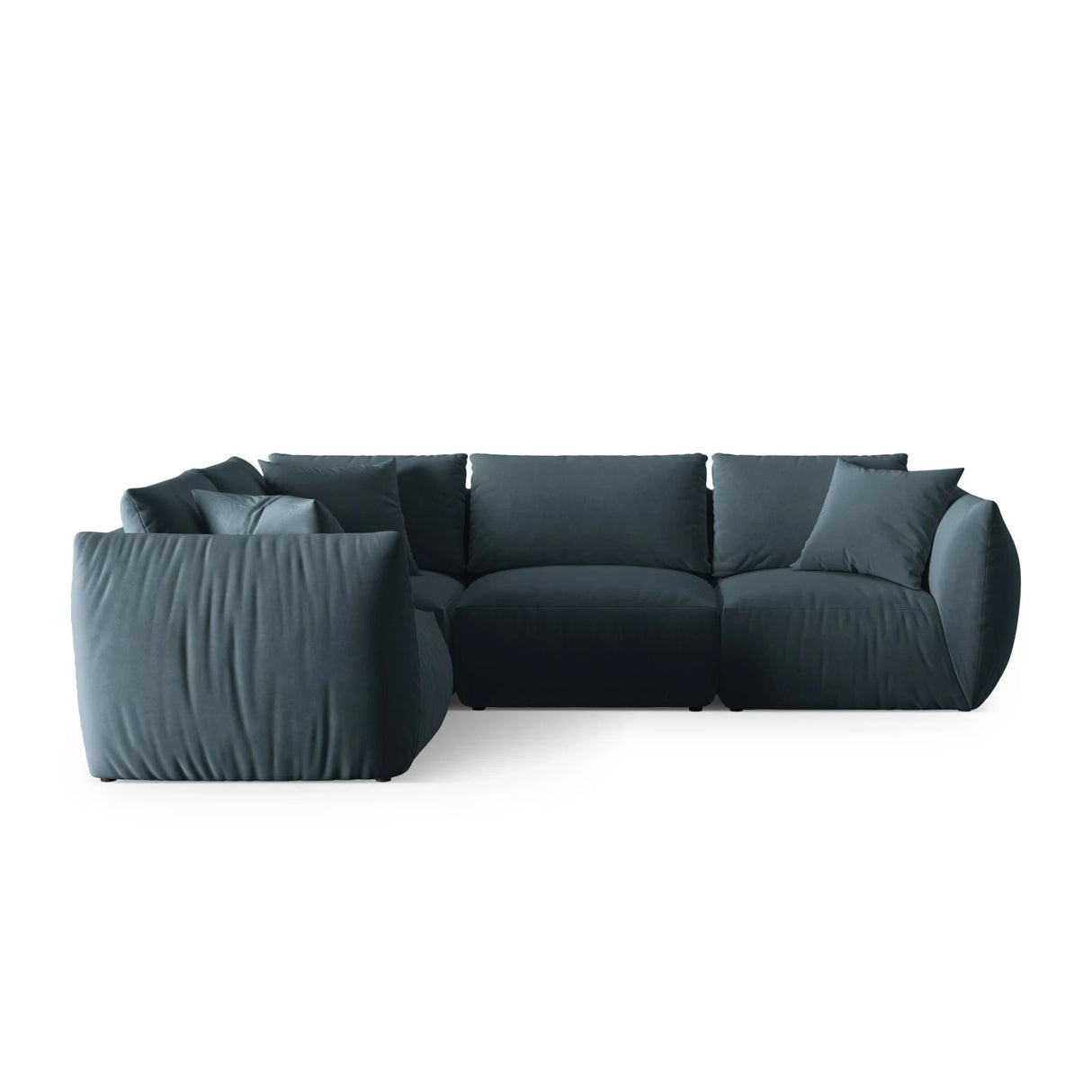 Chris 5-Sitzer Ecksofa Links, in Leinenoptik aus Samt (CasDaBl) in Pastel Blue, 295x210 cm – Bild 1
