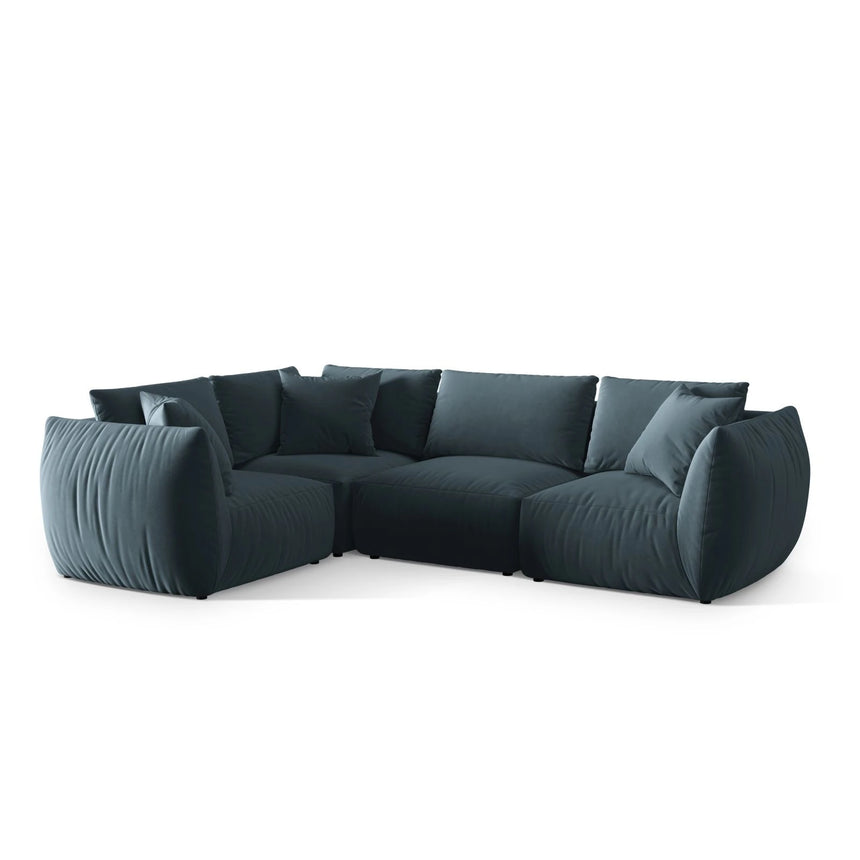 Chris 5-Sitzer Ecksofa Links, in Leinenoptik aus Samt (CasDaBl) in Pastel Blue, 295x210 cm – Bild 4