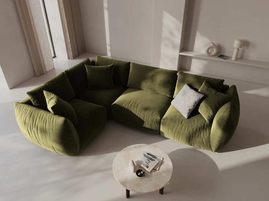 Chris 5-Sitzer Ecksofa Links, in Leinenoptik aus Samt (CasFor) in Light Green, 295x210 cm – Bild 2