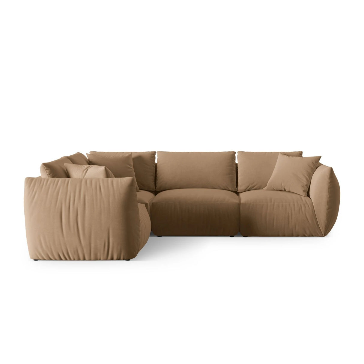 Chris 5-Sitzer Ecksofa Links, in Leinenoptik aus Samt (CasLio) in Sand, 295x210 cm – Bild 1