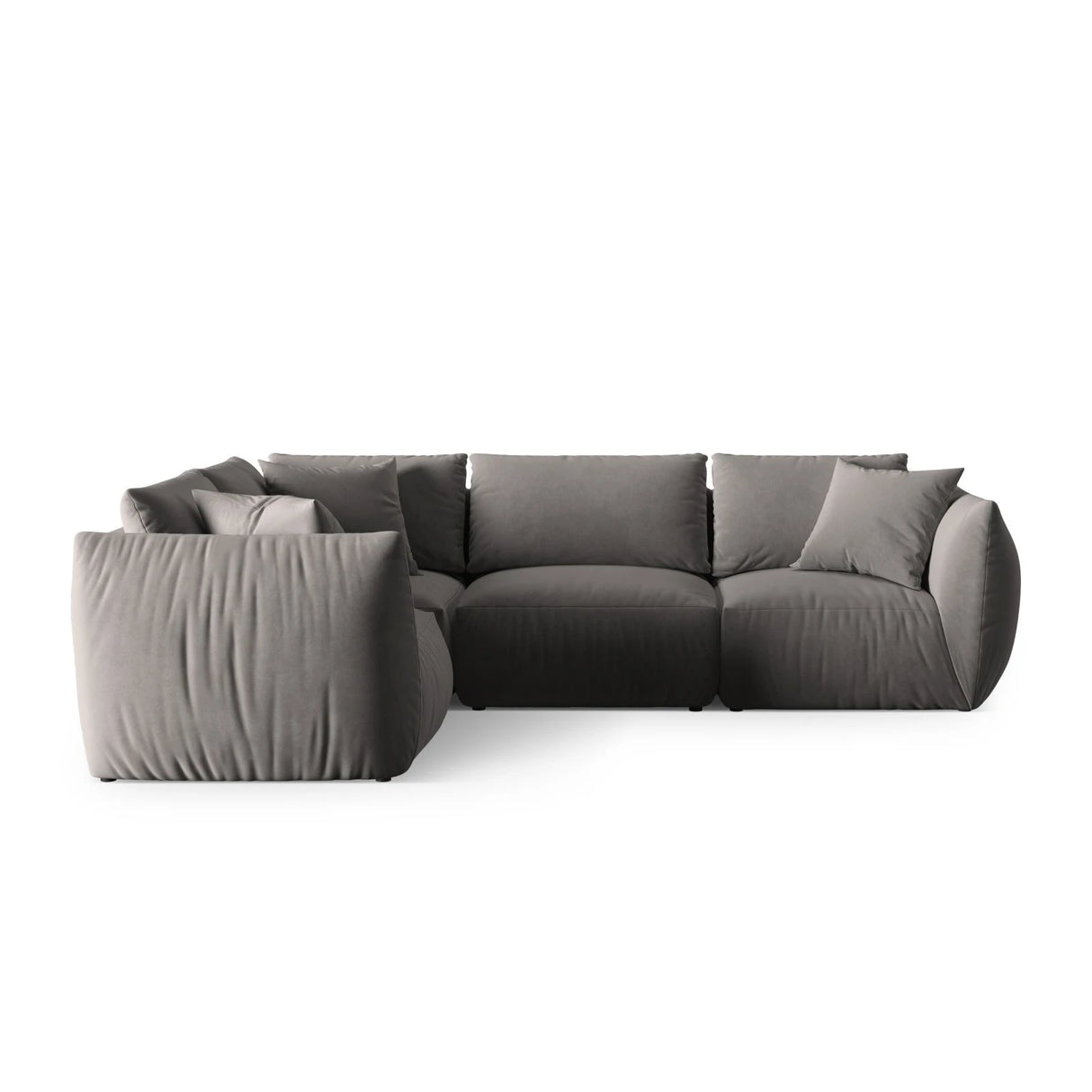 Chris 5-Sitzer Ecksofa Links, in Leinenoptik aus Samt (CasSto) in Grau, 295x210 cm – Bild 1