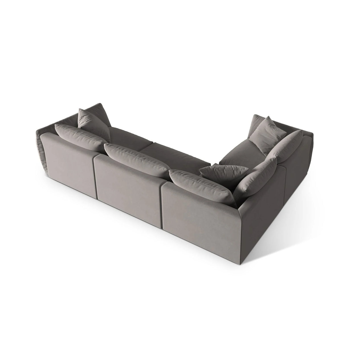 Chris 5-Sitzer Ecksofa Links, in Leinenoptik aus Samt (CasSto) in Grau, 295x210 cm – Bild 5