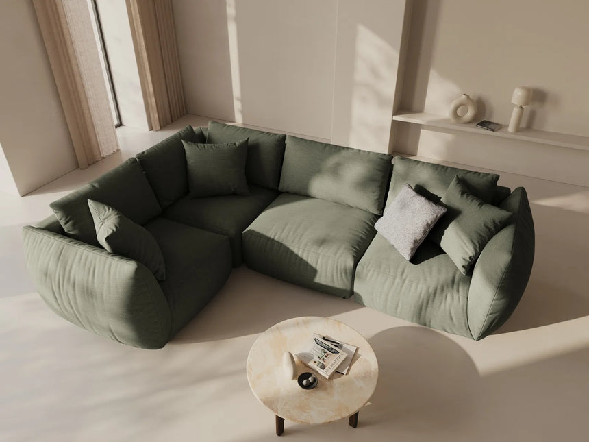 Chris 5-Sitzer Ecksofa Links, in Leinenoptik aus Strukturierter Stoff (LIN81) in Muted Blue, 295x210 cm – Bild 2