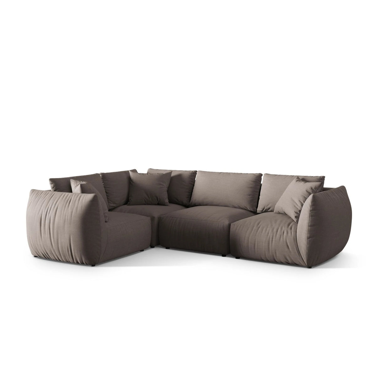 Chris 5-Sitzer Ecksofa Links, in Leinenoptik aus Strukturierter Stoff (LINS07) in Concrete, 295x210 cm – Bild 4