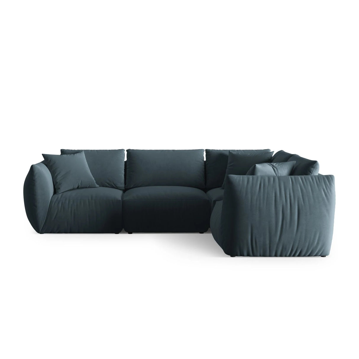 Chris 5-Sitzer Ecksofa Rechts, in Leinenoptik aus Samt (CasDaBl) in Pastel Blue, 295x210 cm – Bild 1