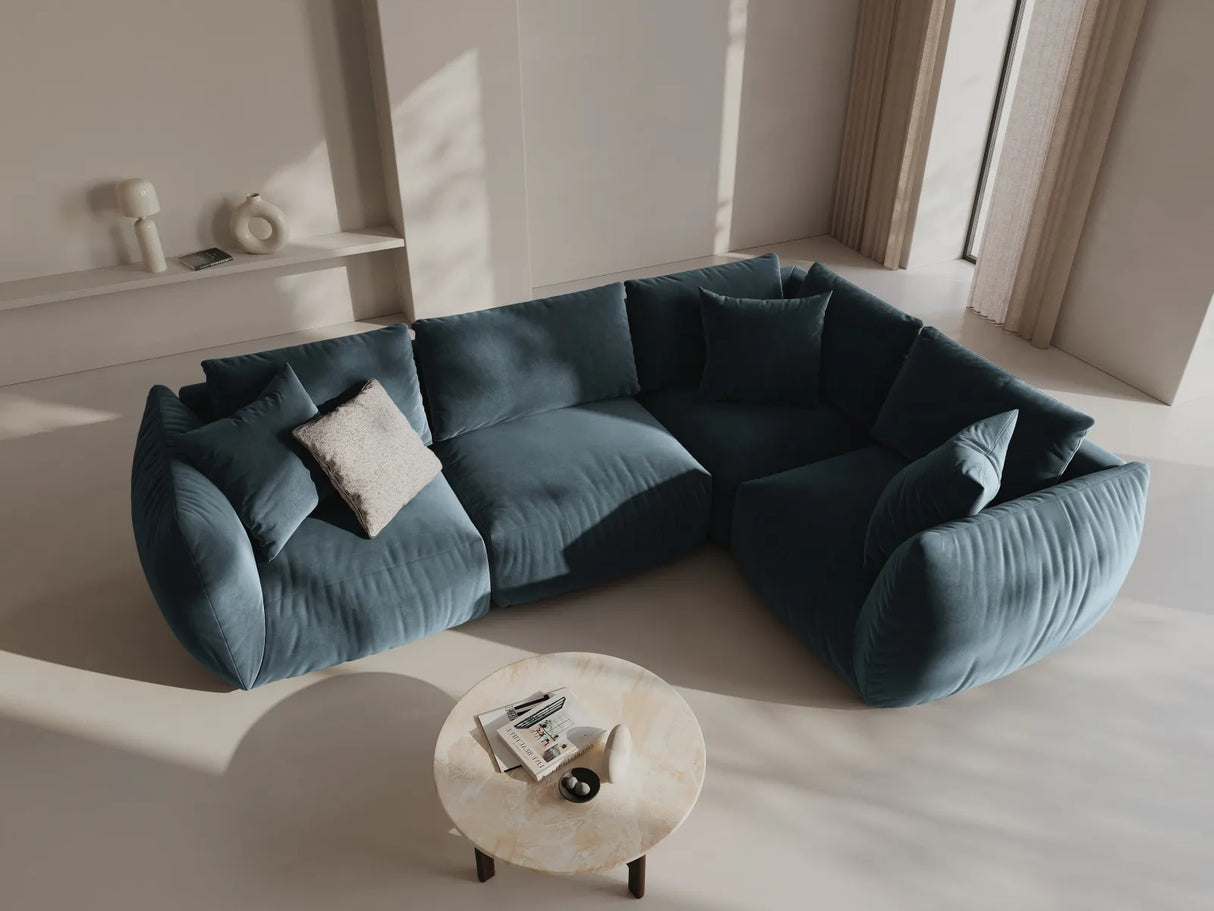 Chris 5-Sitzer Ecksofa Rechts, in Leinenoptik aus Samt (CasDaBl) in Pastel Blue, 295x210 cm – Bild 2