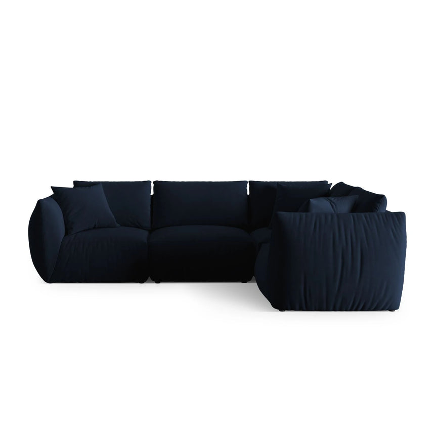 Chris 5-Sitzer Ecksofa Rechts, in Leinenoptik aus Samt (CasDeBl) in Königsblau, 295x210 cm – Bild 1