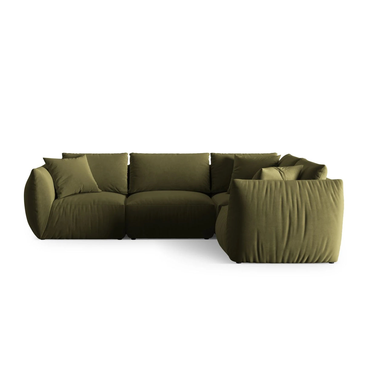 Chris 5-Sitzer Ecksofa Rechts, in Leinenoptik aus Samt (CasFor) in Light Green, 295x210 cm – Bild 1