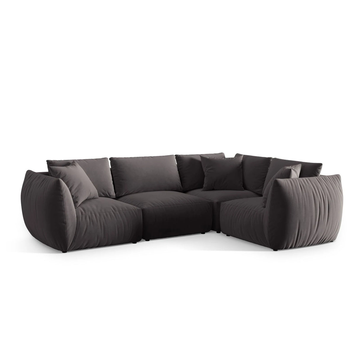 Chris 5-Sitzer Ecksofa Rechts, in Leinenoptik aus Samt (CasGraph) in Dunkelgrau, 295x210 cm – Bild 4
