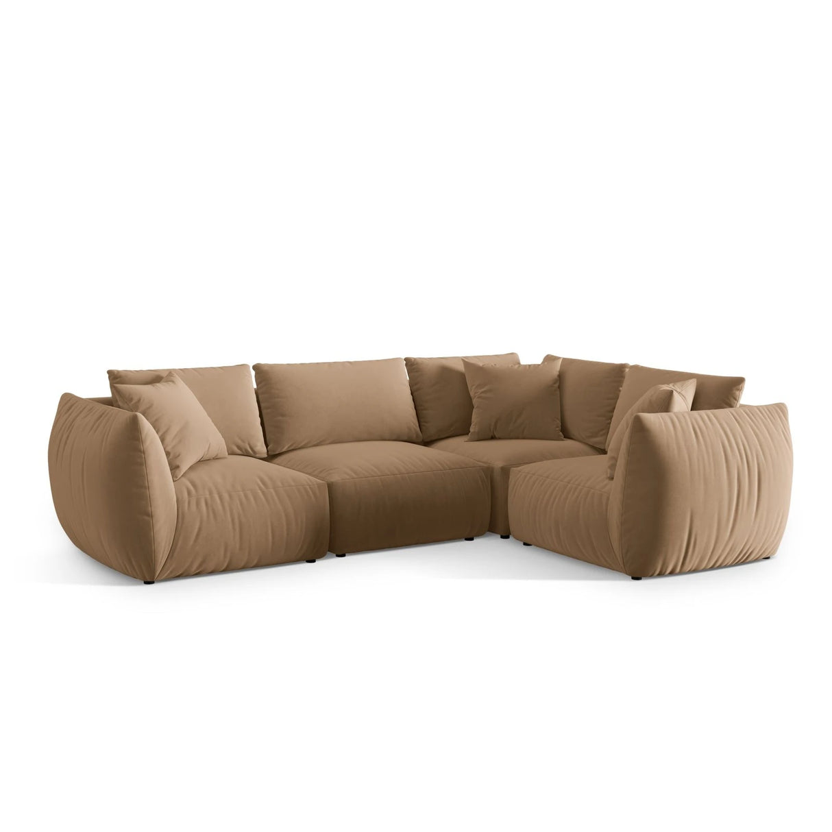 Chris 5-Sitzer Ecksofa Rechts, in Leinenoptik aus Samt (CasLio) in Sand, 295x210 cm – Bild 4