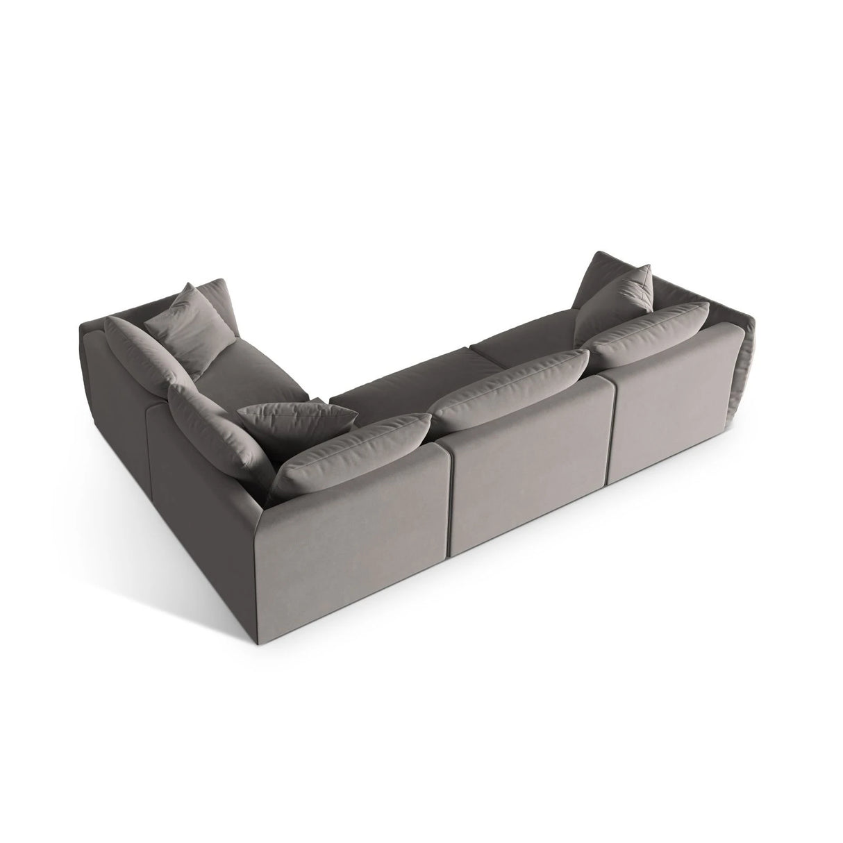 Chris 5-Sitzer Ecksofa Rechts, in Leinenoptik aus Samt (CasSto) in Grau, 295x210 cm – Bild 5