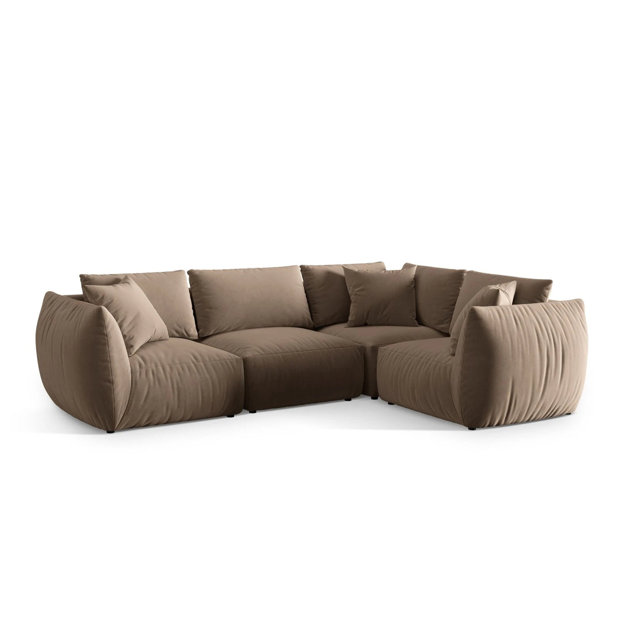Chris 5-Sitzer Ecksofa Rechts, in Leinenoptik aus Samt (CasTau) in Light Brown, 295x210 cm – Bild 4