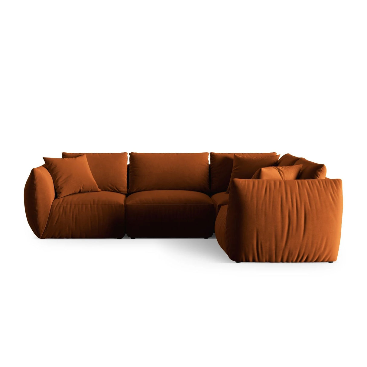 Chris 5-Sitzer Ecksofa Rechts, in Leinenoptik aus Samt (CasTerr) in Terrakotta, 295x210 cm – Bild 1