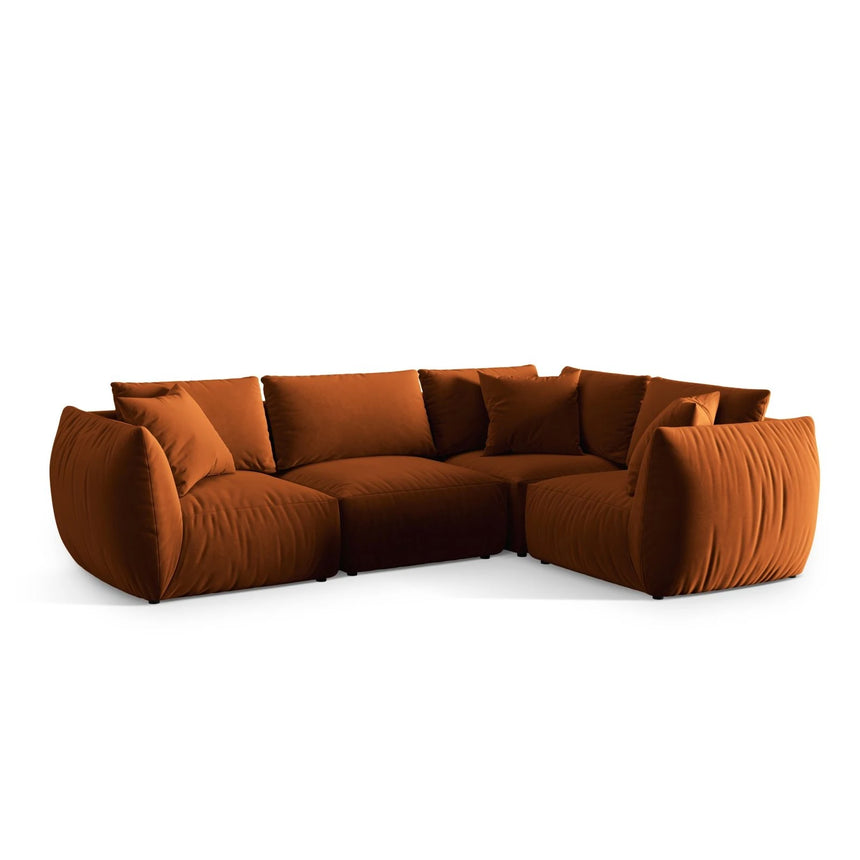 Chris 5-Sitzer Ecksofa Rechts, in Leinenoptik aus Samt (CasTerr) in Terrakotta, 295x210 cm – Bild 4
