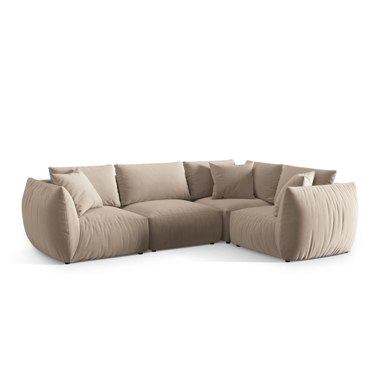 Chris 5-Sitzer Ecksofa Rechts, in Leinenoptik aus Samt oder Strukturstoff, 295x210 cm – Bild 4