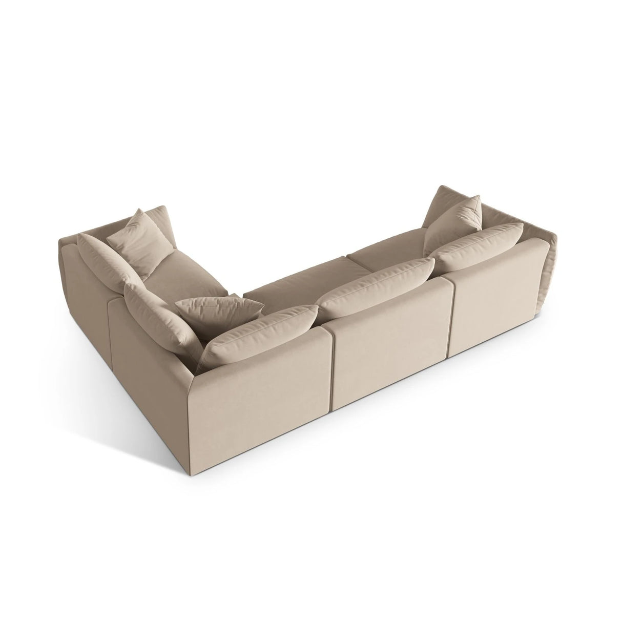 Chris 5-Sitzer Ecksofa Rechts, in Leinenoptik aus Samt oder Strukturstoff, 295x210 cm – Bild 5