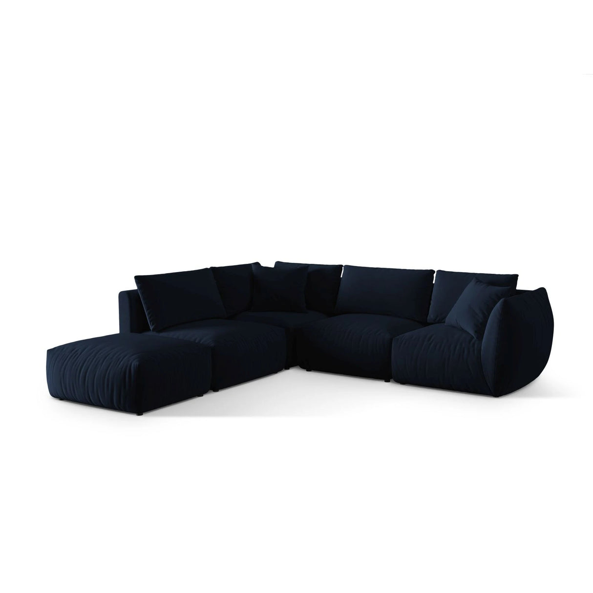 Chris 6-Sitzer Ecksofa offen, Links, in Leinenoptik aus Samt (CasDeBl) in Königsblau, 295x290 cm – Bild 3