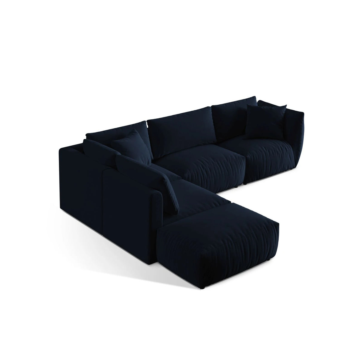 Chris 6-Sitzer Ecksofa offen, Links, in Leinenoptik aus Samt (CasDeBl) in Königsblau, 295x290 cm – Bild 4