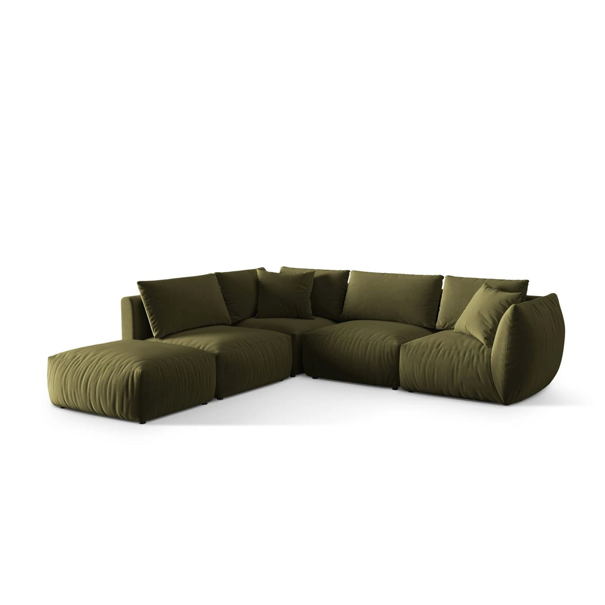 Chris 6-Sitzer Ecksofa offen, Links, in Leinenoptik aus Samt (CasFor) in Light Green, 295x290 cm – Bild 3