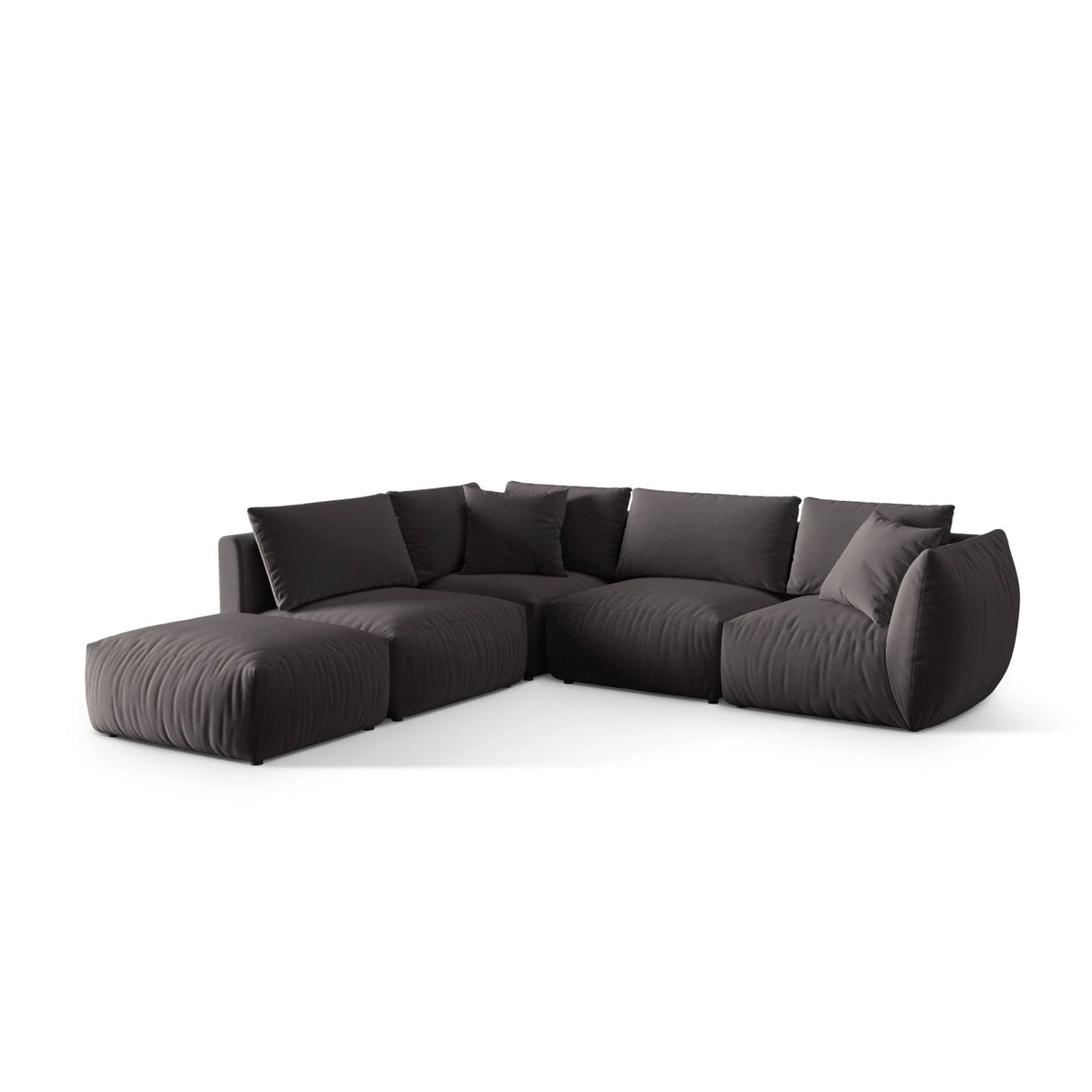 Chris 6-Sitzer Ecksofa offen, Links, in Leinenoptik aus Samt (CasGraph) in Dunkelgrau, 295x290 cm – Bild 3