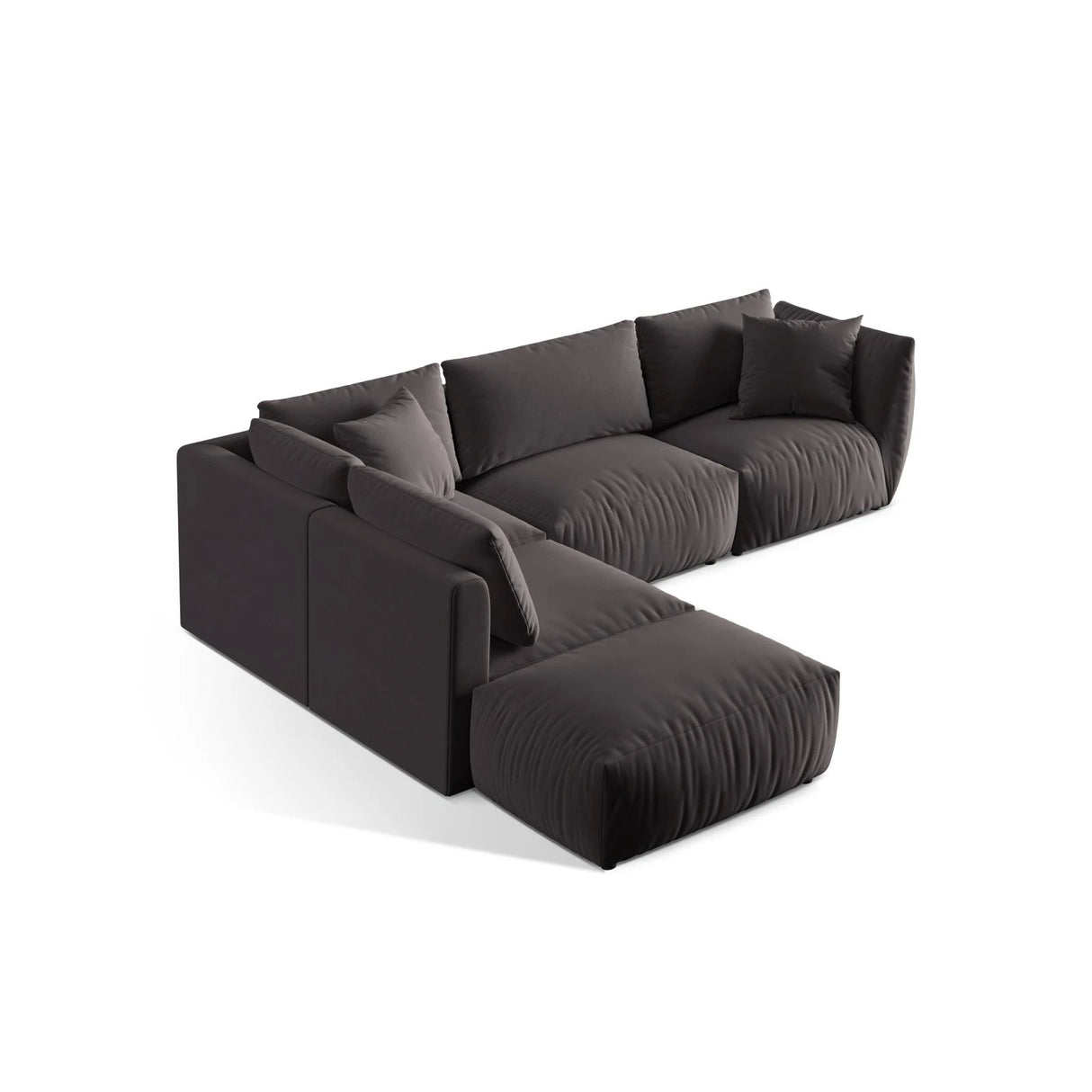 Chris 6-Sitzer Ecksofa offen, Links, in Leinenoptik aus Samt (CasGraph) in Dunkelgrau, 295x290 cm – Bild 4
