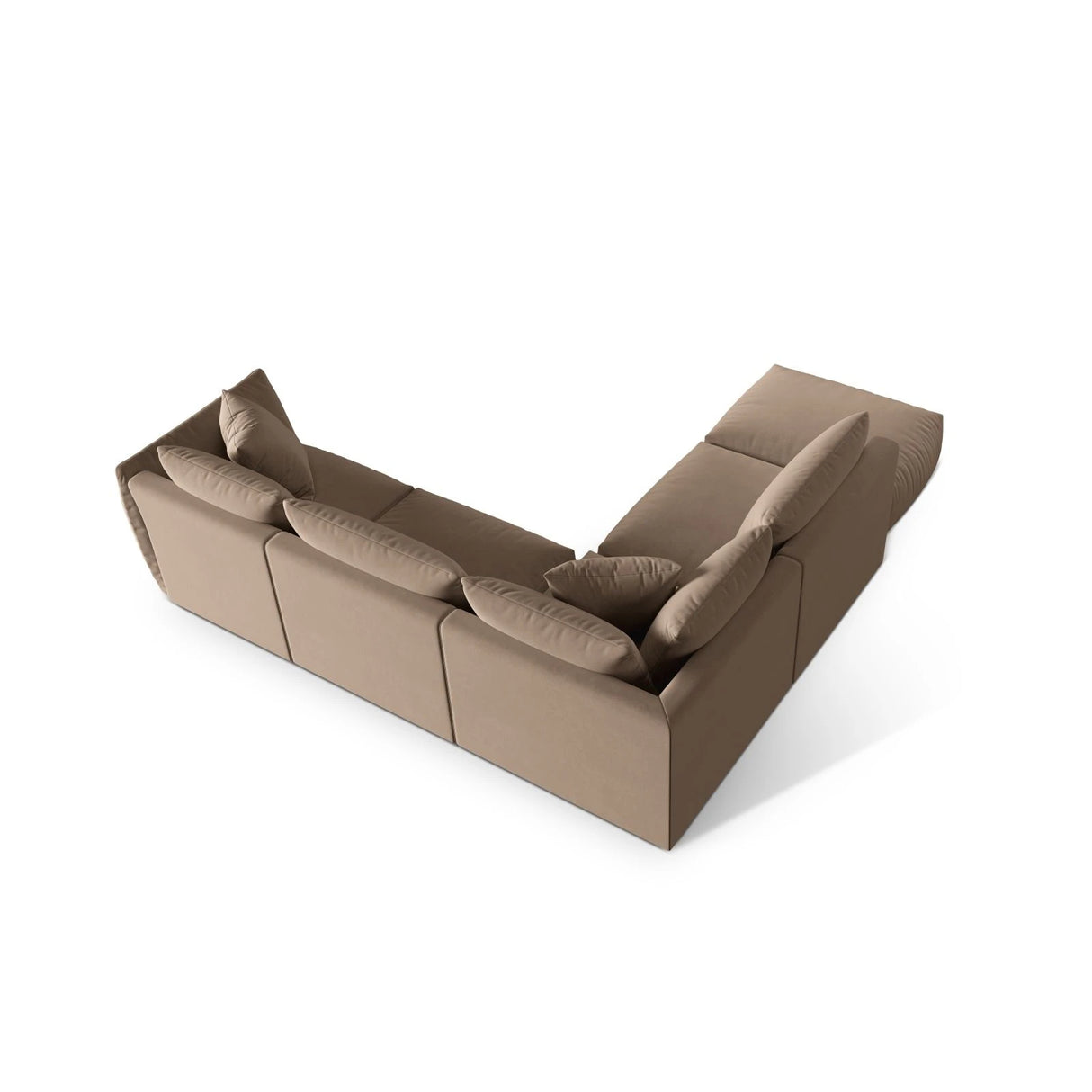 Chris 6-Sitzer Ecksofa offen, Links, in Leinenoptik aus Samt (CasTau) in Light Brown, 295x290 cm – Bild 5