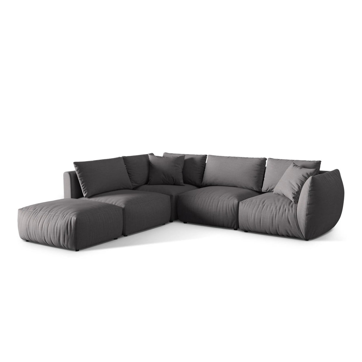 Chris 6-Sitzer Ecksofa offen, Links, in Leinenoptik aus Strukturierter Stoff (LIN32) in Sand, 295x290 cm – Bild 4