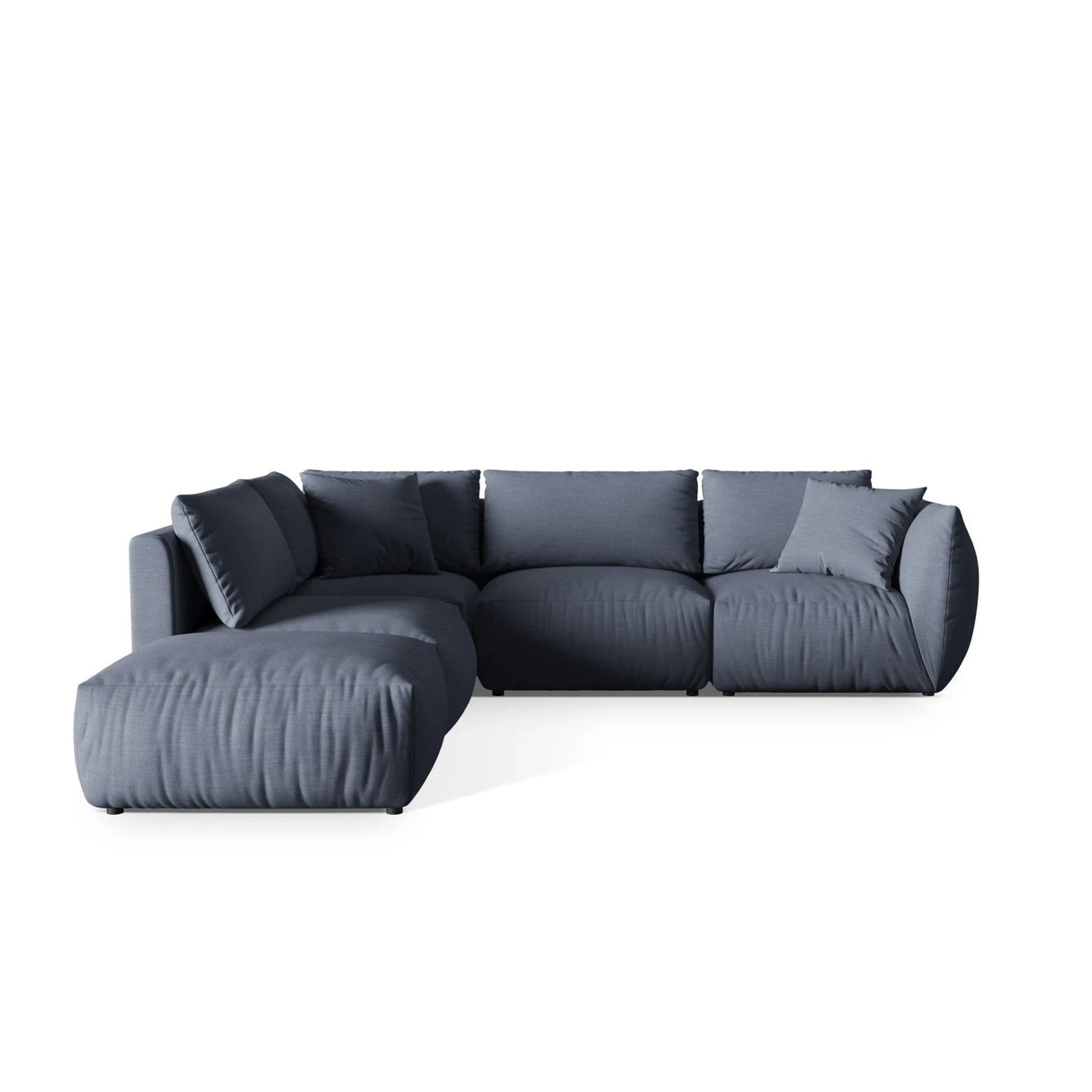 Chris 6-Sitzer Ecksofa offen, Links, in Leinenoptik aus Strukturierter Stoff (LIN74) in Light Green, 295x290 cm – Bild 1