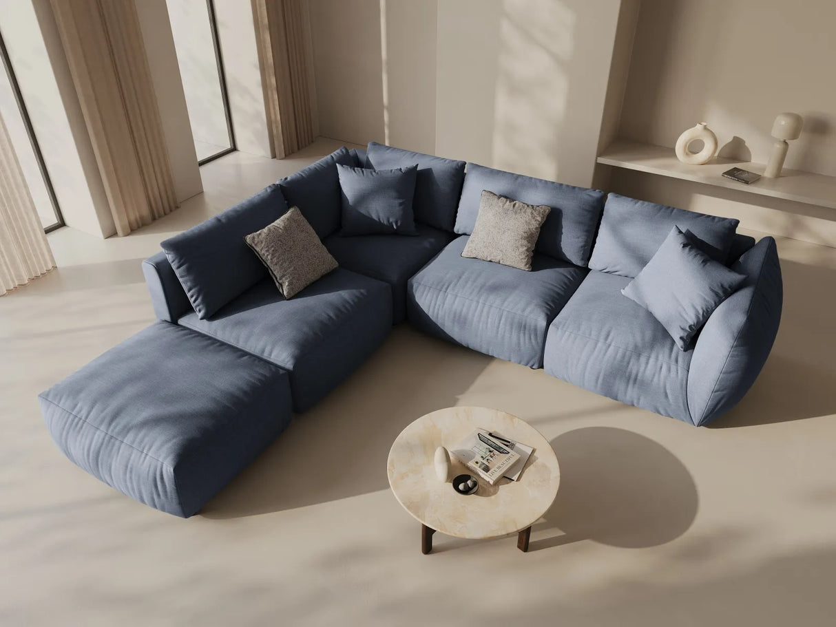 Chris 6-Sitzer Ecksofa offen, Links, in Leinenoptik aus Strukturierter Stoff (LIN74) in Light Green, 295x290 cm – Bild 2