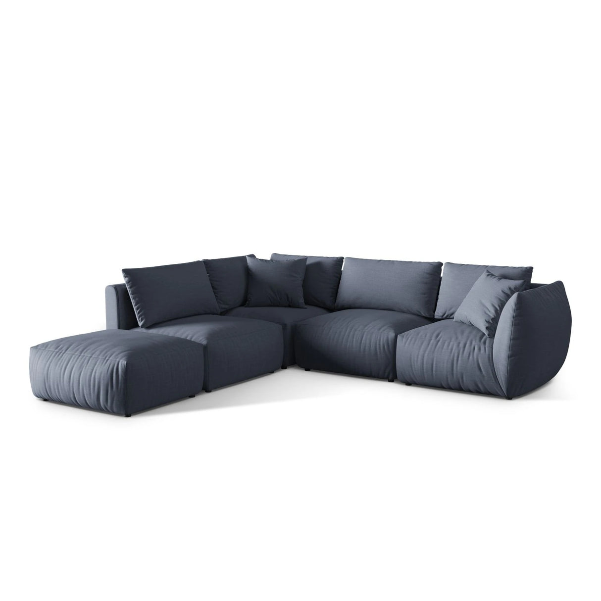 Chris 6-Sitzer Ecksofa offen, Links, in Leinenoptik aus Strukturierter Stoff (LIN74) in Light Green, 295x290 cm – Bild 4