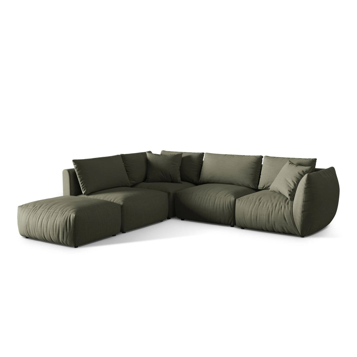 Chris 6-Sitzer Ecksofa offen, Links, in Leinenoptik aus Strukturierter Stoff (LIN81) in Muted Blue, 295x290 cm – Bild 4