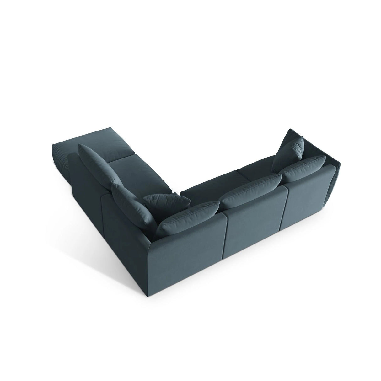Chris 6-Sitzer Ecksofa offen, Rechts, in Leinenoptik aus Samt (CasDaBl) in Pastel Blue, 295x290 cm – Bild 6