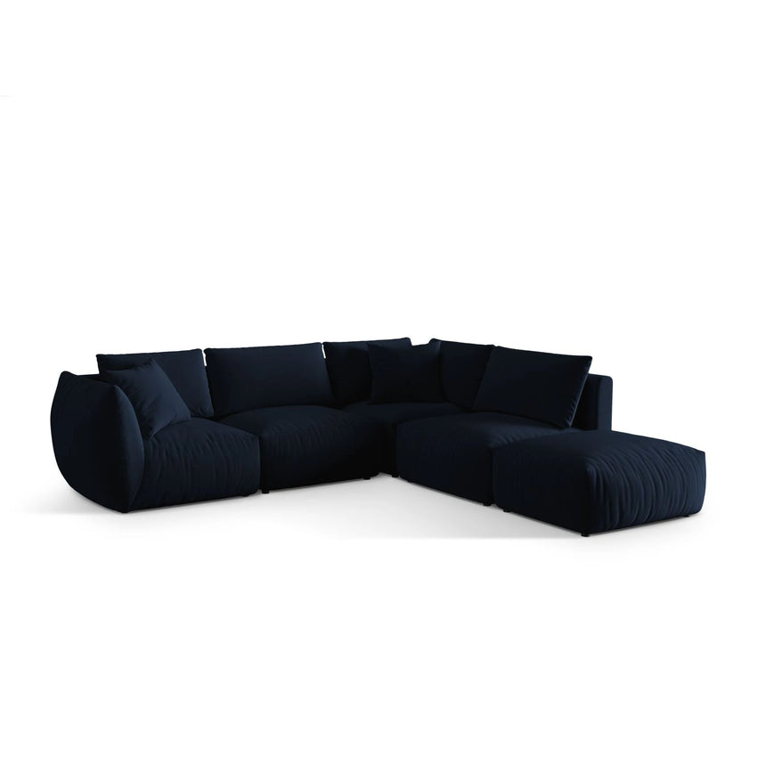 Chris 6-Sitzer Ecksofa offen, Rechts, in Leinenoptik aus Samt (CasDeBl) in Königsblau, 295x290 cm – Bild 4