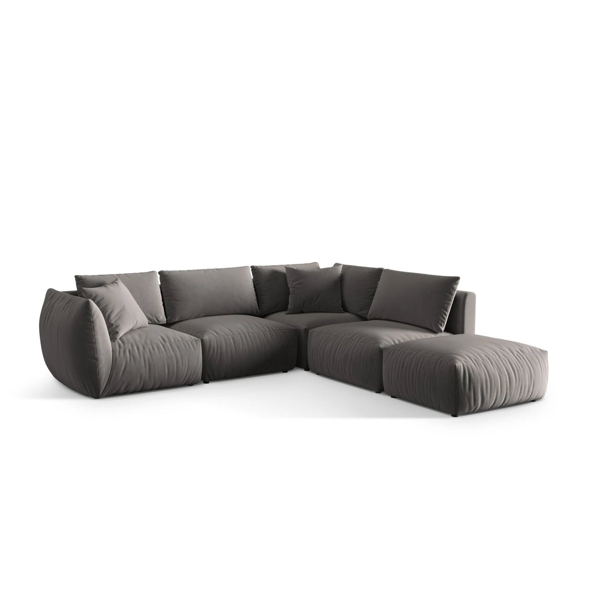Chris 6-Sitzer Ecksofa offen, Rechts, in Leinenoptik aus Samt (CasSto) in Grau, 295x290 cm – Bild 4