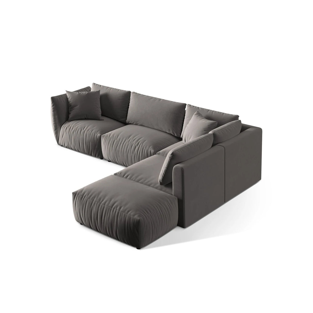 Chris 6-Sitzer Ecksofa offen, Rechts, in Leinenoptik aus Samt (CasSto) in Grau, 295x290 cm – Bild 5