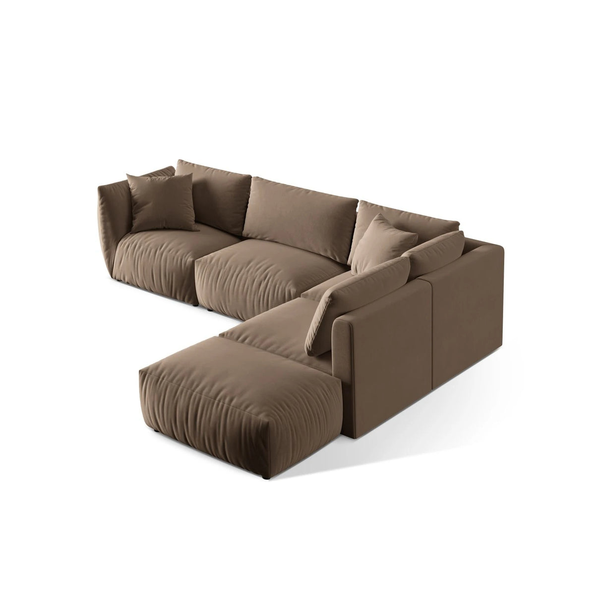 Chris 6-Sitzer Ecksofa offen, Rechts, in Leinenoptik aus Samt (CasTau) in Light Brown, 295x290 cm – Bild 5