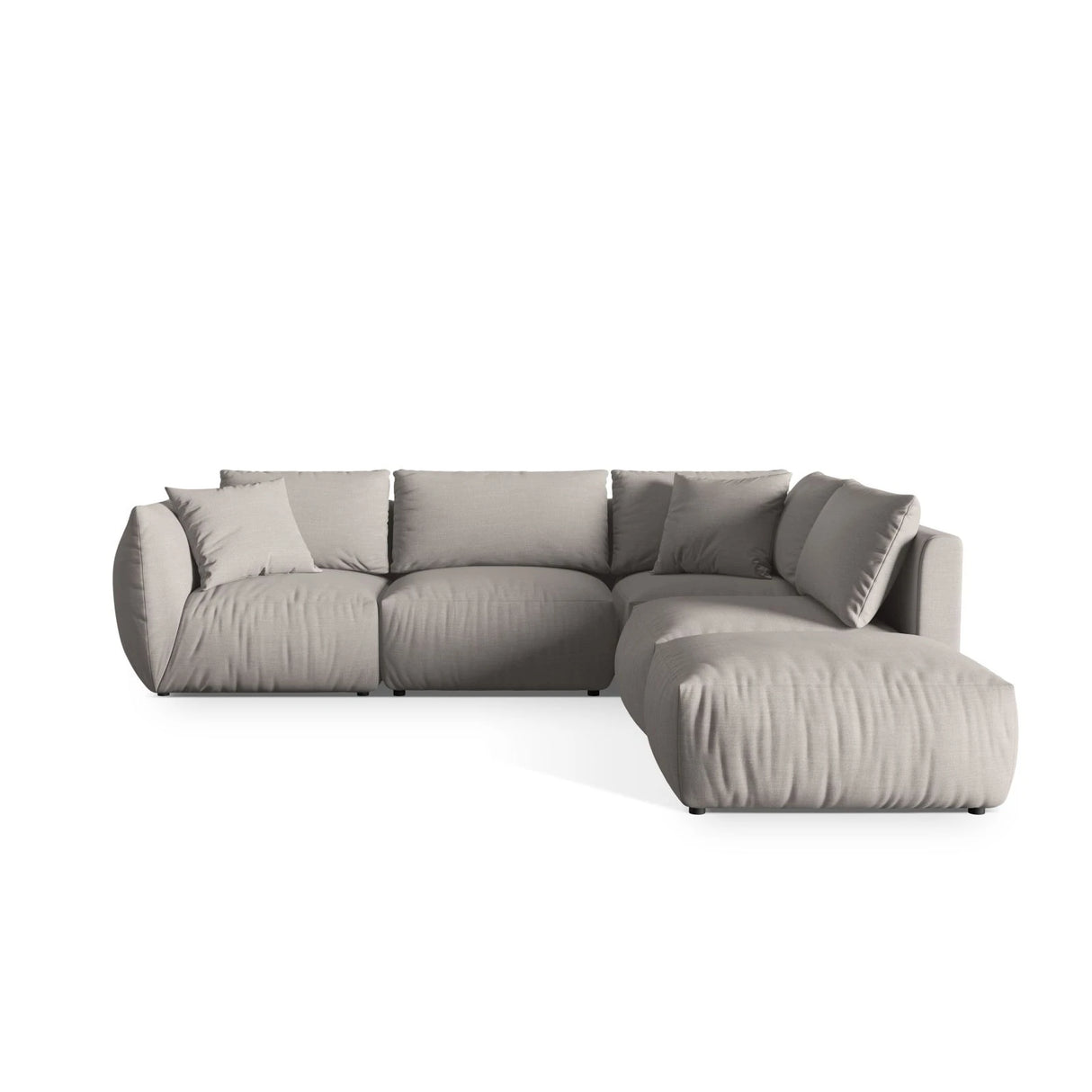 Chris 6-Sitzer Ecksofa offen, Rechts, in Leinenoptik aus Strukturierter Stoff (LIN04) in Natural, 295x290 cm – Bild 1