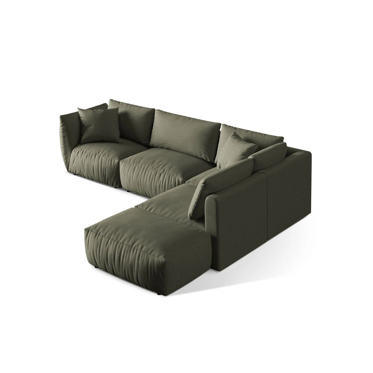 Chris 6-Sitzer Ecksofa offen, Rechts, in Leinenoptik aus Strukturierter Stoff (LIN81) in Muted Blue, 295x290 cm – Bild 5