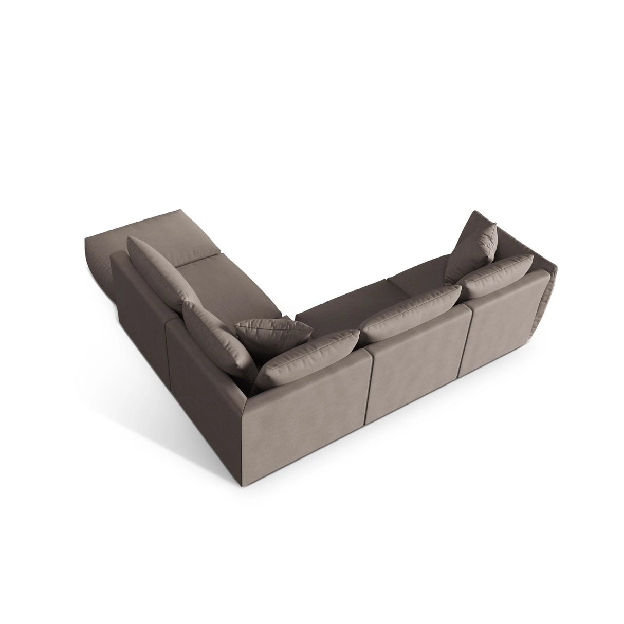 Chris 6-Sitzer Ecksofa offen, Rechts, in Leinenoptik aus Strukturierter Stoff (LINS07) in Concrete, 295x290 cm – Bild 6
