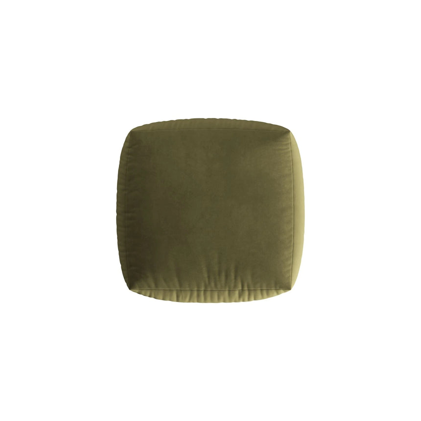 Chris Pouf in Leinenoptik aus Samt (CasFor) in Light Green, 100x100 cm – Bild 4