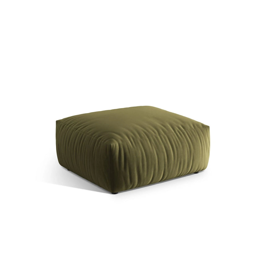Chris Pouf in Leinenoptik aus Samt (CasFor) in Light Green, 85x100 cm – Bild 3