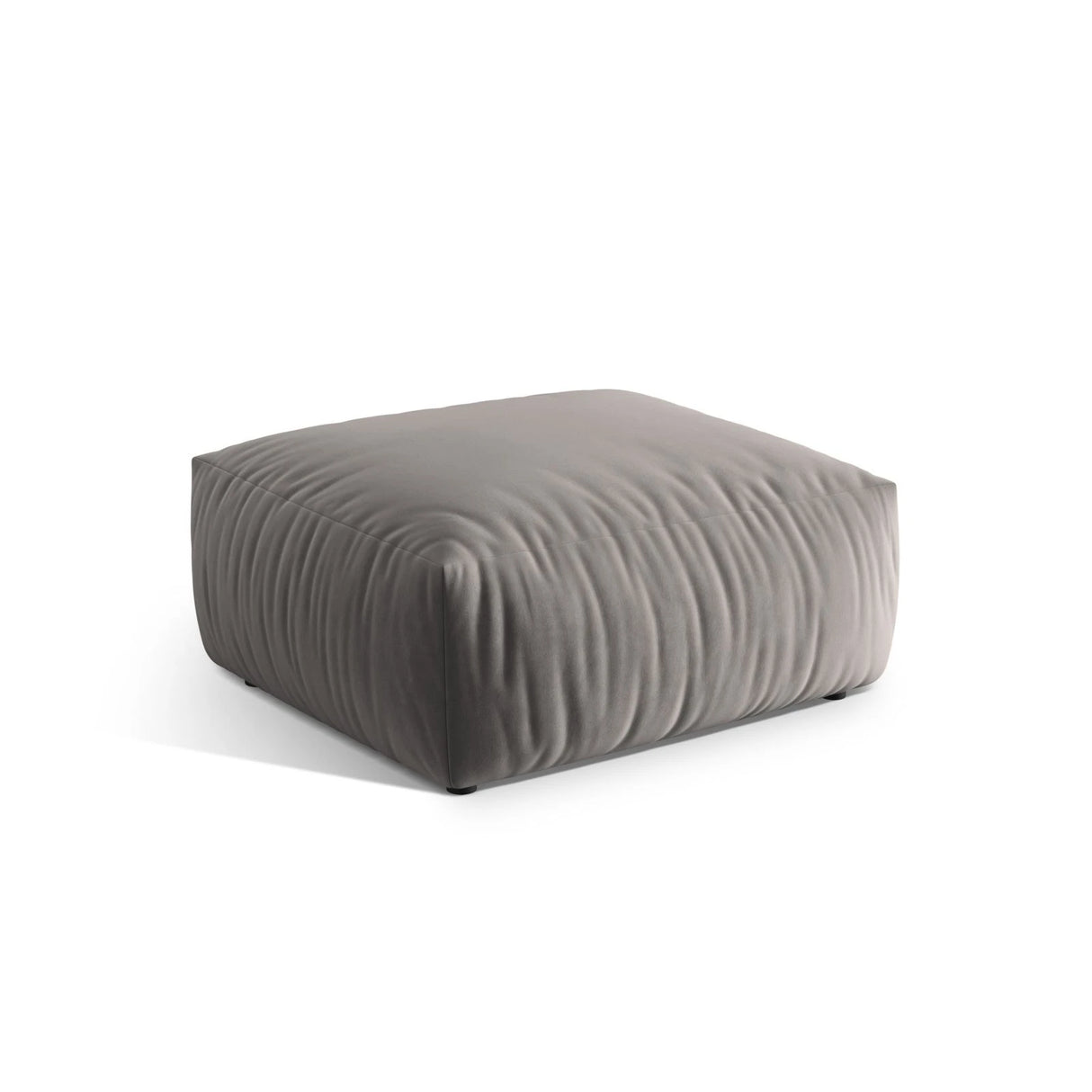 Chris Pouf in Leinenoptik aus Samt (CasSto) in Grau, 100x100 cm – Bild 3