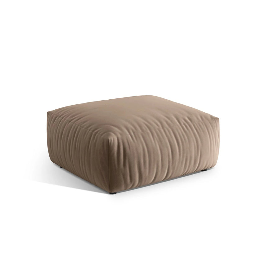 Chris Pouf in Leinenoptik aus Samt (CasTau) in Light Brown, 100x100 cm – Bild 3