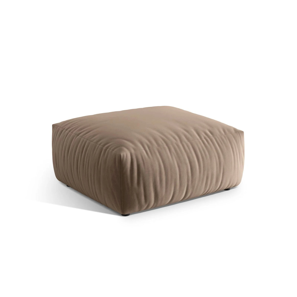 Chris Pouf in Leinenoptik aus Samt (CasTau) in Light Brown, 100x100 cm – Bild 3